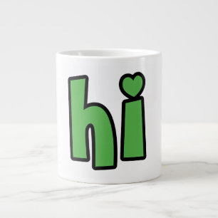Neon Hello, Heart Included 🌿 Glow-in-the-Dark "Hi Large Coffee Mug