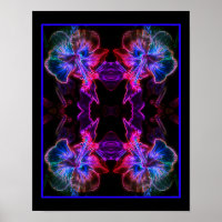 Neon Hibiscus Abstract Flower Art 