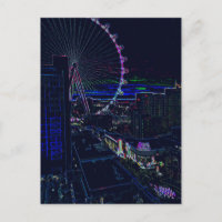 Neon High Roller Ferris Wheel Abstract Vegas