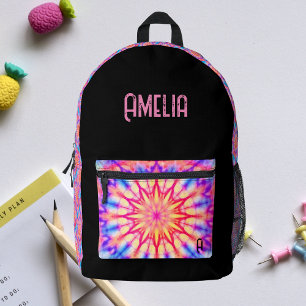 Neon Hippie Trippy Tie Dye Girly Cute  Printed Backpack