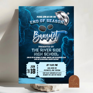 Neon Hockey End of Season Banquet Party Invitation