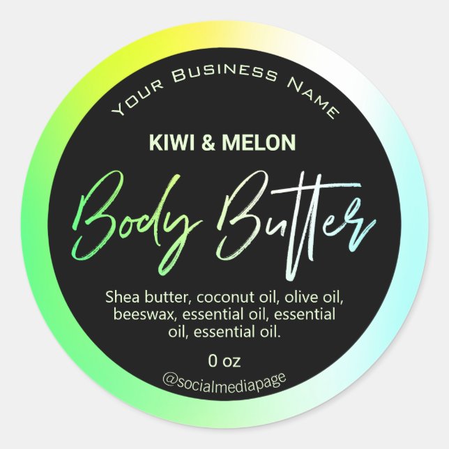 Neon Holographic And Black Body Butter Labels (Front)