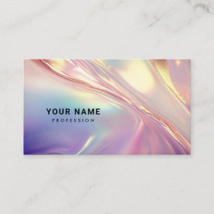 Neon Holographic Liquid Textures QR Code Business Card