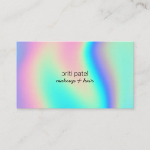 Neon Holographic Makeup Hair Lash Nail Beauty Business Card