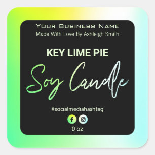 Neon Holographic Soy Candle Labels