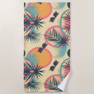 Neon Horizon Oasis Beach Towel