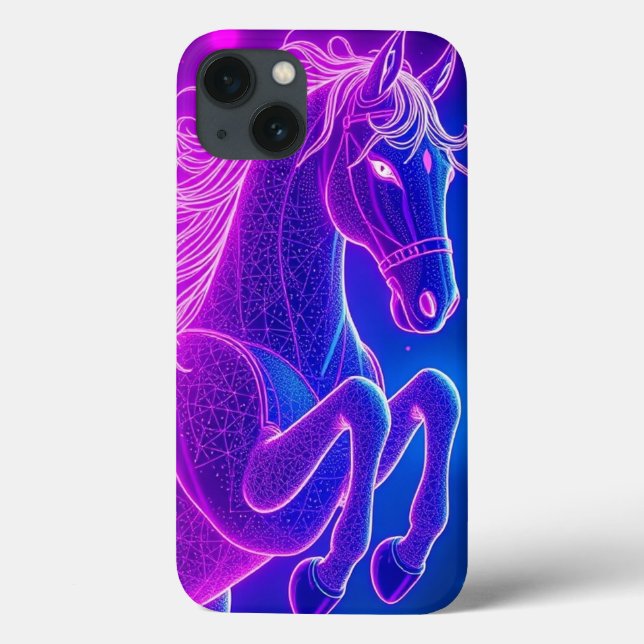 Neon Horse Outline Graphic Art –Mobile  Case-Mate iPhone Case (Back)