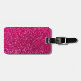 Neon hot pink glitter luggage tag