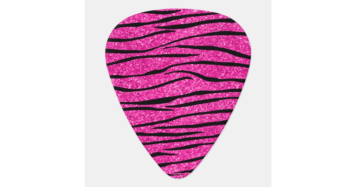 Neon hot pink glitter zebra stripes plectrum | Zazzle.co.nz