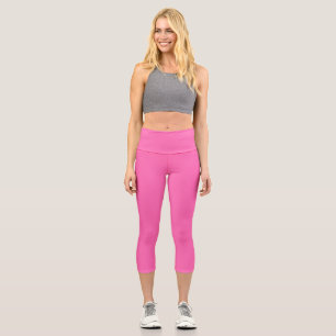 Neon Hot Pink Solid Colour Classic Capri Leggings