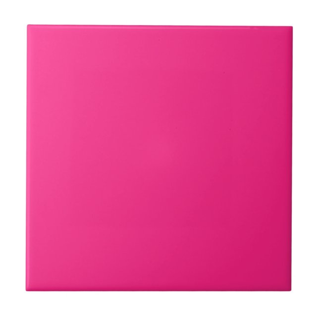 Neon Hot Pink Solid Colour Elegant Minimalist Tile (Front)