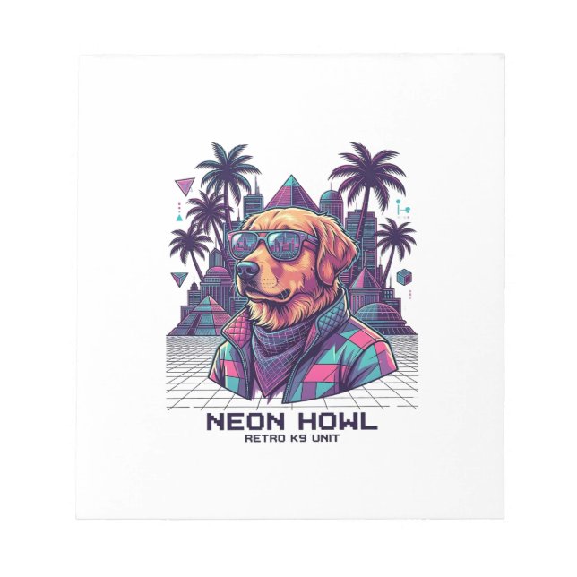 Neon Howl Retro K9 Unit Dog Sunglasses Palm Tree_1 Notepad (Front)