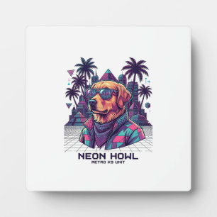 Neon Howl Retro K9 Unit Dog Sunglasses Palm Tree_1 Plaque