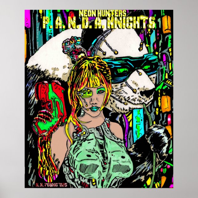Neon Hunters: P. A. N. D. A. Knights Poster (Front)