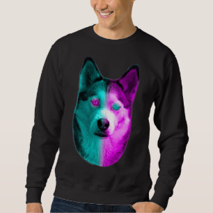Neon Husky With Neon Coloured Eyes And Dyed Fur I  Sweatshirt