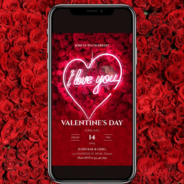 Neon I Love You Valentine's Day Invitation (Creator Uploaded)