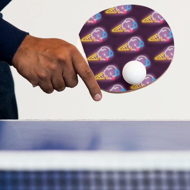 Neon Ice Cream Dog Ping Pong Paddle (Insitu)