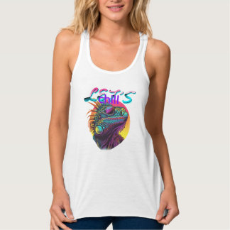 Neon Iguana – Retro 80s Lizard Art Singlet