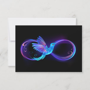 Neon Infinity Symbol with Glowing Hummingbird
