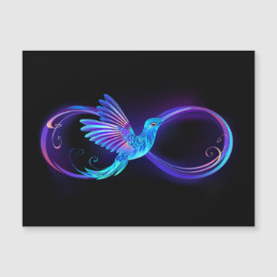 Neon Infinity Symbol with Glowing Hummingbird