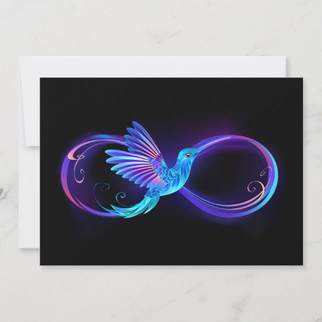 Neon Infinity Symbol with Glowing Hummingbird (Front)