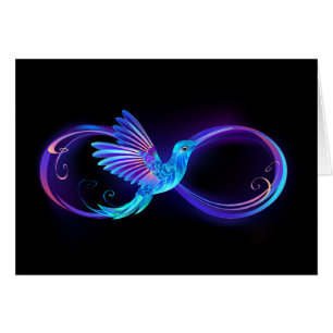 Neon Infinity Symbol with Glowing Hummingbird