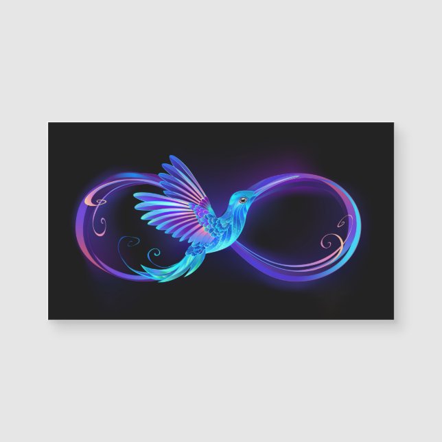 Neon Infinity Symbol with Glowing Hummingbird (Front)