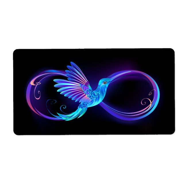 Neon Infinity Symbol with Glowing Hummingbird (Front)