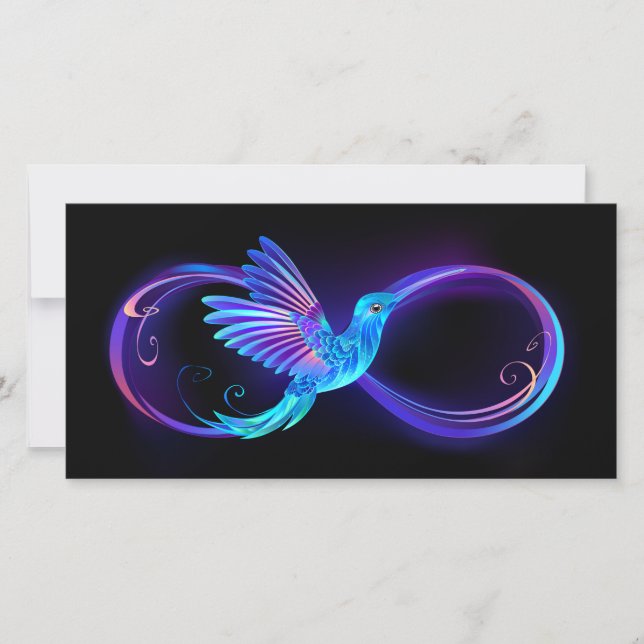 Neon Infinity Symbol with Glowing Hummingbird (Front)