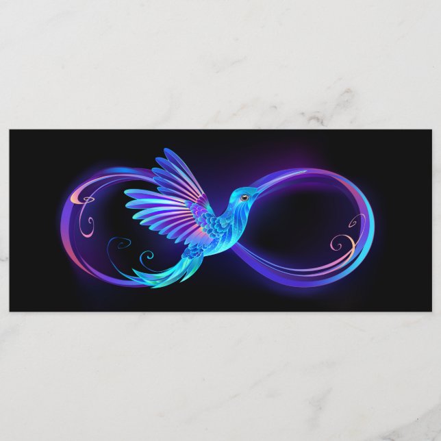 Neon Infinity Symbol with Glowing Hummingbird Advice Card (Front)