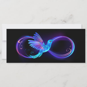 Neon Infinity Symbol with Glowing Hummingbird Advice Card
