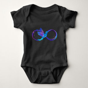 Neon Infinity Symbol with Glowing Hummingbird Baby Bodysuit