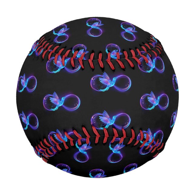 Neon Infinity Symbol with Glowing Hummingbird Baseball (Front)