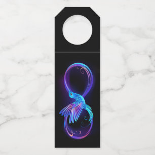 Neon Infinity Symbol with Glowing Hummingbird Bottle Tag