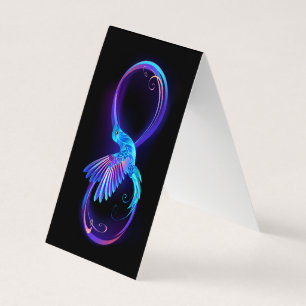 Neon Infinity Symbol with Glowing Hummingbird Business Card
