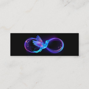 Neon Infinity Symbol with Glowing Hummingbird Calling Card