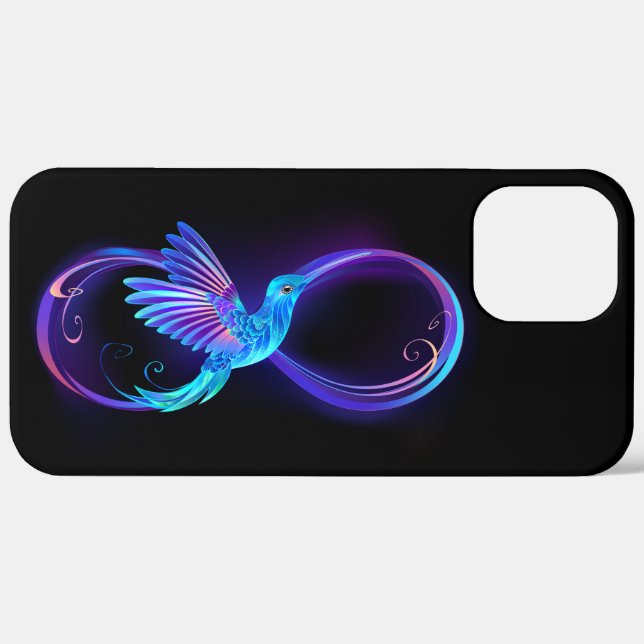 Neon Infinity Symbol with Glowing Hummingbird Case-Mate iPhone Case (Back (Horizontal))