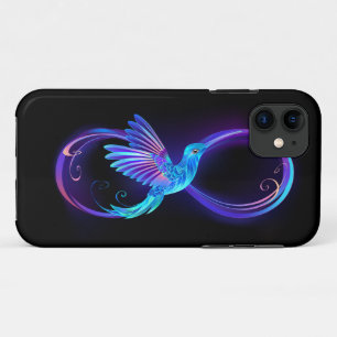 Neon Infinity Symbol with Glowing Hummingbird Case-Mate iPhone Case