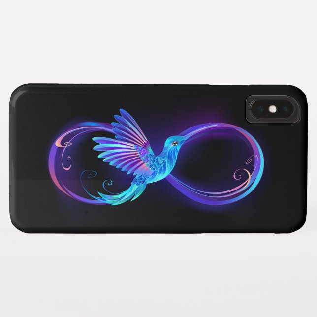 Neon Infinity Symbol with Glowing Hummingbird Case-Mate iPhone Case (Back (Horizontal))