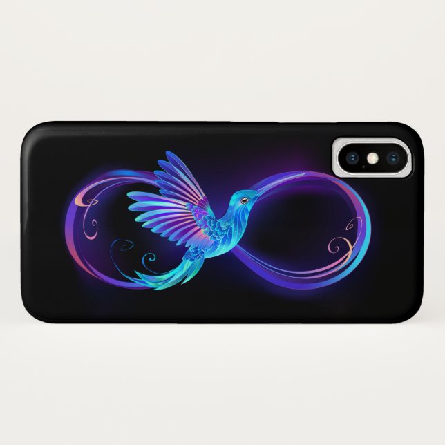Neon Infinity Symbol with Glowing Hummingbird Case-Mate iPhone Case (Back (Horizontal))
