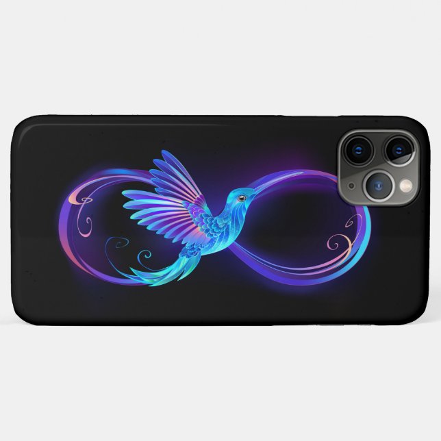 Neon Infinity Symbol with Glowing Hummingbird Case-Mate iPhone Case (Back (Horizontal))