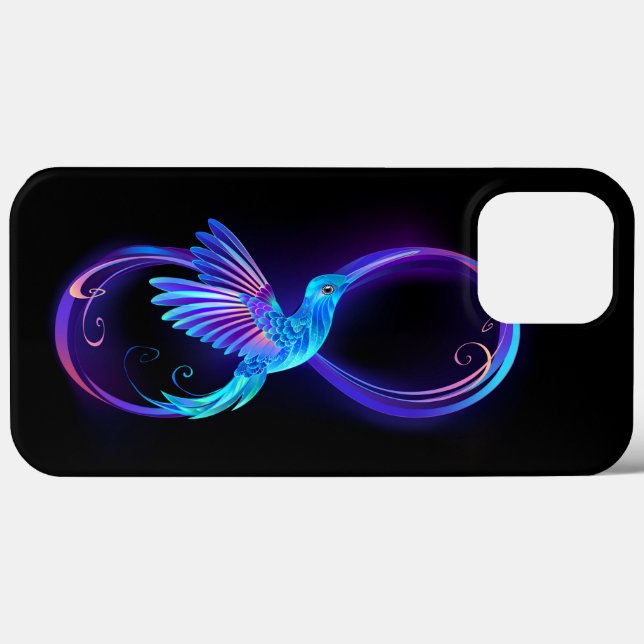 Neon Infinity Symbol with Glowing Hummingbird Case-Mate iPhone Case (Back (Horizontal))