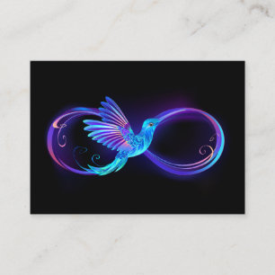 Neon Infinity Symbol with Glowing Hummingbird Discount Card