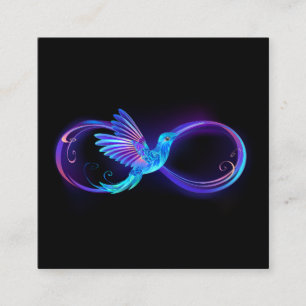 Neon Infinity Symbol with Glowing Hummingbird Discount Card