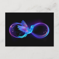 Neon Infinity Symbol with Glowing Hummingbird