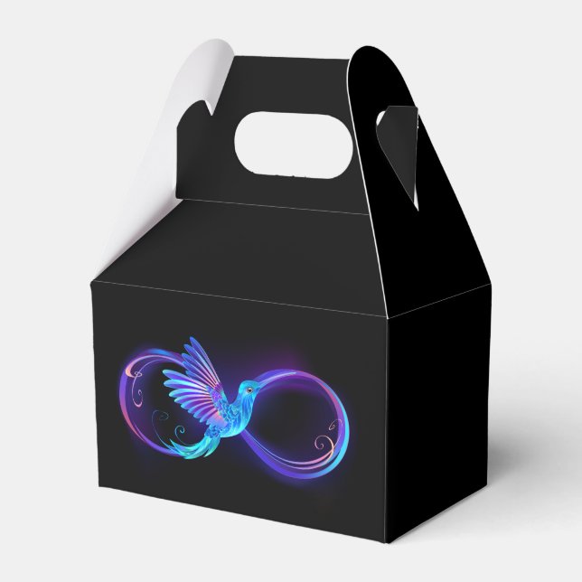 Neon Infinity Symbol with Glowing Hummingbird Favour Box (Front Side)
