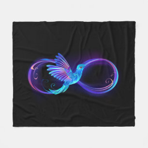 Neon Infinity Symbol with Glowing Hummingbird Fleece Blanket