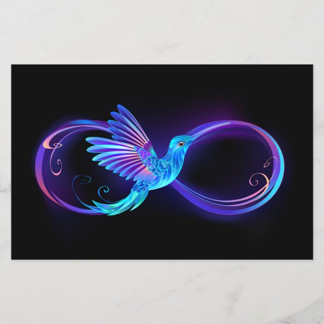 Neon Infinity Symbol with Glowing Hummingbird Flyer (Front)