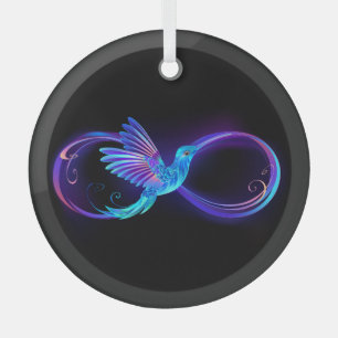 Neon Infinity Symbol with Glowing Hummingbird Glass Tree Decoration