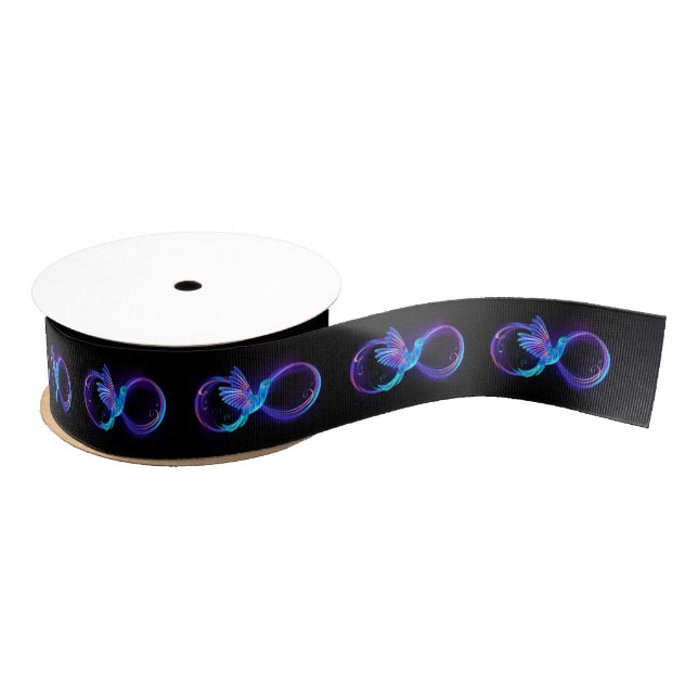 Neon Infinity Symbol with Glowing Hummingbird Grosgrain Ribbon (Spool)